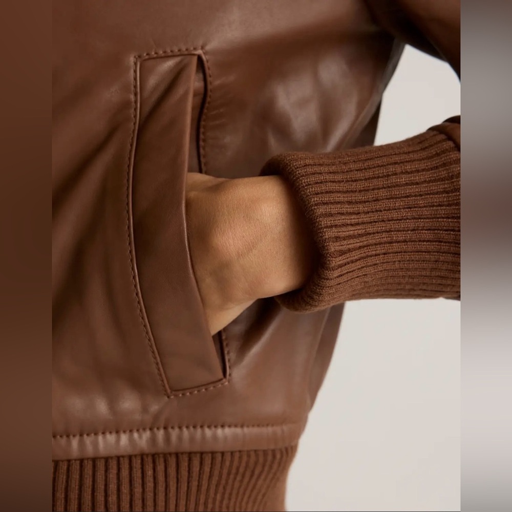 NWT QUINCE 100% Washed Leather Bomber Jacket - Picture 5 of 16